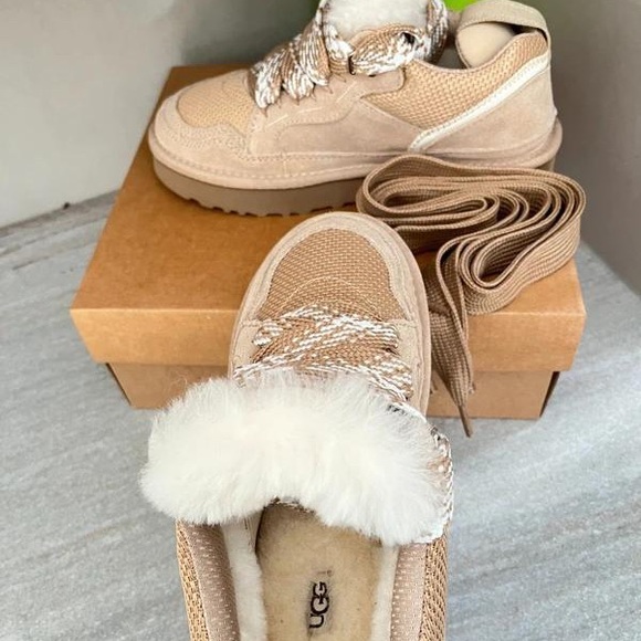 UGG LOWMEL Sand Sneakers - Suede & Canvas Combo, Casual Comfort - Picture 4 of 5